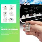6Pcs Cute Luminous Cow Car Dashboard Decor Set- Cars Rearview Mirror/Dashboard/Touchscreen Top Funny Adorable Auto Rear View Mini Cows Ornament (Clear White) - Image 4