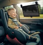 Nuby 14" Roller Vehicle Side Window Sun Protection Shade for Baby | 2 Pack | Pull Down with Suction Cups and Press Button Roll Up | Black - Image 5