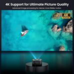 1500 ANSI Official Licensed Google TV Smart Projector, HAPPRUN 4K Full HD Home Theater with Auto Focus, Dolby Sound, Wi-Fi Bluetooth, Built-in Apps, Compatible with Phone & PC, Indoor & Outdoor Use - Image 4