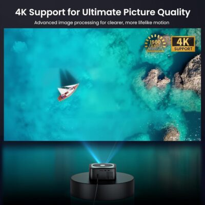 1500 ANSI Official Licensed Google TV Smart Projector, HAPPRUN 4K Full HD Home Theater with Auto Focus, Dolby Sound, Wi-Fi Bluetooth, Built-in Apps, Compatible with Phone & PC, Indoor & Outdoor Use - Image 4