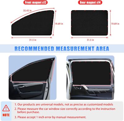 ZATOOTO Suede Car Window Shades 4PCS - Car Window Covers for Ultimate Privacy, UV Protection, and Heat Insulation, Side Window Sun Shade Perfect for Camping, Travel, Baby Safety, and Daily Use - Image 5