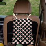 Car Trash Bag, Car Garbage Bag, Waterproof Back Seat Cars Organizer Hanging Trash Can Bin for Home, Office, Outdoor, Travel, Camping Vehicle Accessories Black Circle Cherry Decor