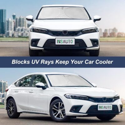INSAUTO Windshield Sun Shades Compatible with Honda Civic Accord, Front Window Sunshade for Windshield Cover Foldable Sun Visor Protector 210T Reflective Cool Car Accessories (61" X 34.6") - Image 4