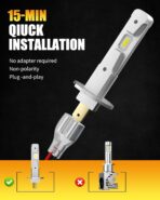 AILEO H1 LED Fog Light Bulb, 25W 6000 Lumens Super Bright 6000K Cool White 360°Beam H1 LED Bulb for DRL or Fog Light Bulb Replacement 1:1 Mini Size Quick Install IP68 Waterproof, 2 Pack - Image 3