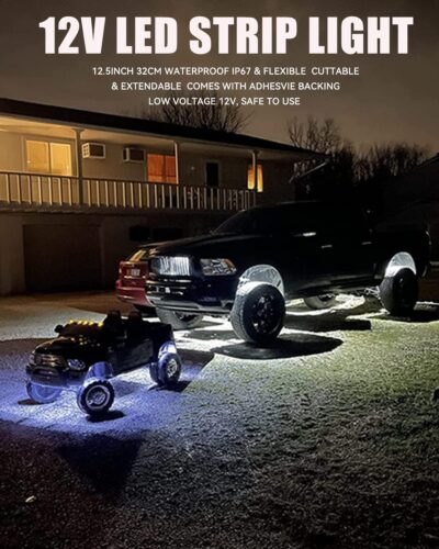 Keiurot 12V Led Light Strip 32CM Waterproof White Led Strip Lights for Cars Motorcycles Golf Cart Interior & Exterior Marine Boat 12V 5050 18SMD,Pack of 4 - Image 2