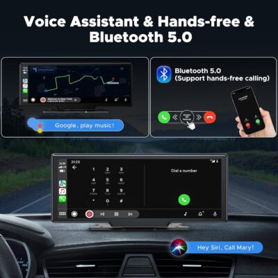 LAMTTO 9.26" Wireless Carplay and Android Auto with 2.5K Dash Cam, 1080P Backup Camera, Portable Touchscreen GPS Navigation for Car, Car Stereo Receiver with Bluetooth,AirPlay,AUX,FM,Googel,Siri - Image 5