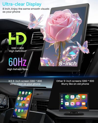 8” Wireless Apple CarPlay Screen for Car with Android Auto & 1080P Backup Camera, Rotatable Touchscreen Car Stereo, Vertical & Horizontal Mode, Bluetooth, GPS Navigation, Mirror Link - Image 5