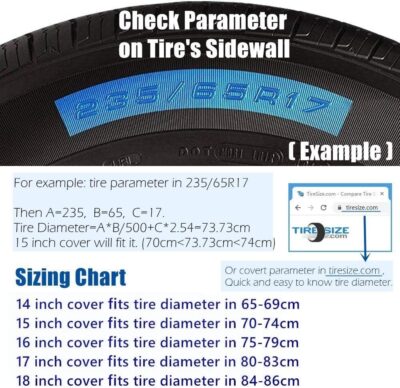 Spare Tire Cover, Silver Wheel Cover PVC Leather Waterproof Dust-Proof Universal Fit for Jeep Trailer RV SUV Camper Vehicle (14 Inch) - Image 3