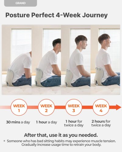 curble Grand(Extra Wide & Sturdy) – Ergonomic Back and Lumbar Support for Good Posture Correction and Back Pain Relief, Perfect for Office, Floor Seat and Work from Home, Patented (Grey) - Image 7