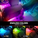 OPT7 Aura DreamColor RGB-IC Car Interior Ambient Light, 6PC Single Row LED Strips, Color Chasing Light Kit w/APP & Remote Control, Universal for Vehicles SUV Truck Pickup Van - Image 3