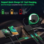 Multi Ports USB Car Charger, 96W 6 Port QC3.0 Fast Adapter Multiple Ports, with Four Quick Charge 3.0 Port, 12V-24V Multi Device Cigarette Lighter for Smart Phone & Tablets Charging - Image 4