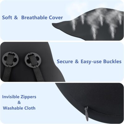 Car Lumbar Support Pillow and Neck Pillow kit for Back & Neck Pain Relief Ergonomic Memory Foam Car Seat Headrest & Lumbar Cushion with Adjustable Strap for Driving Seat/Office Chair Black - Image 4