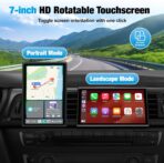 7 inch Carplay Screen for Car - Supports Wireless Apple Carplay & Android Auto, Portable Touchscreen with Bluetooth, Navigation, Voice Control, Mirror Link,Universal for All Cars (Black) - Image 3