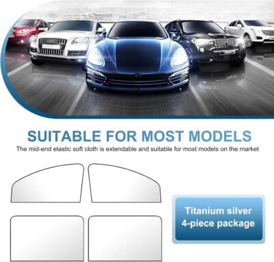 4 PCS Car Side Window Sun Shade, Keep Cool Privacy Protection Cover, Perfect Coverage Heat Shield for Front and Rear Windows, Universal for Cars Adsorption Installation Sun Shield (Silver) - Image 7