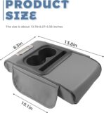 Car Armrest Storage Box,Car Accessories Console Organizers and Storage,Universal Waterproof Leather Console Cover with Cup Holder and Phone Holder,Suitable for Most Cars (Normal, Gray) - Image 2