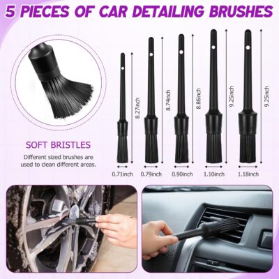 16 Pcs Windshield Cleaner Tool, Car Cleaning Kit with Various Detailing Brushes Set Spray Bottle Cleaner Towel Cleaning Gel Accessories Car Interior Detailing Kit for Windows Vents(Purple) - Image 5