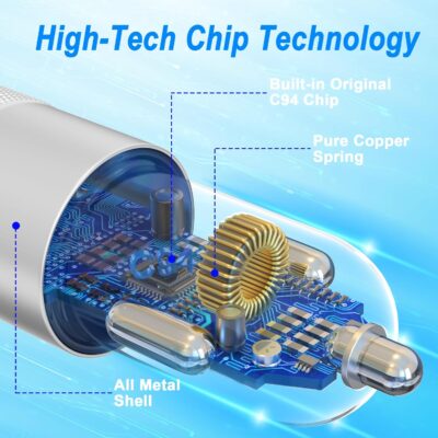 iPhone Car Charger Fast Charging, [Apple MFi Certified] 60W Dual USB-C Power Cigarette Lighter Car Charger+Type-C Cable&Lightning Cable for iPhone 16 15 14 13 12 Pro Plus XS XR iPad, Samsung, Carplay - Image 7