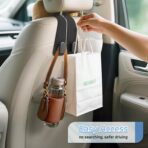 Car Seat Headrest Hooks - 2 Pack Universal Car Purse Hook, Leather Car Bag Purse Holder with Double Metal Hooks for Handbags, Grocery Bags, Bottles, Phones - Image 4