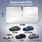 Upgraded Windshield Sun Shade Umbrella – Thickened Silver Titanium Coating, UV Protection for Car Front Window, Block Sun Rays & Keep Interior Cool, Reinforced Spring Edge, Universal Fit, 56"L x 31"W - Image 2