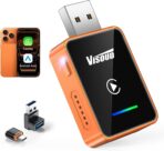 2026 Wireless CarPlay & Android Auto Adapter, One-Click Switch, 3s Auto Reconnect, A9 Chip, Bluetooth 6.0, 5.8GHz WiFi, Plug & Play, with USB-C & Right-Angle Cables