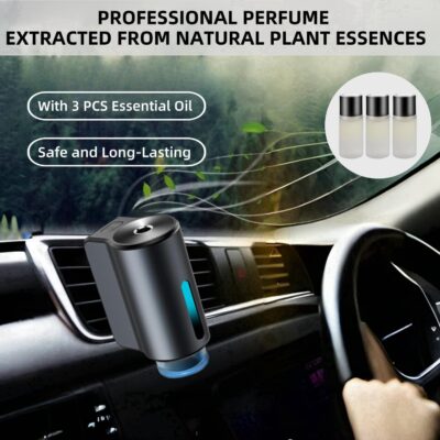 Car Air Freshener Diffuser, Smart Car Air Freshener, Car Diffuser Air Freshener with Three Adjustable Modes, Aromatizante Para Carro with 3pcs Essential Oil, Car Fresheners Long Lasting - Image 4