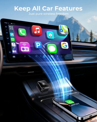 Jemluse Wireless CarPlay Adapter for Apple - Mini Size, Fast Stable Connection Convert Wired to Wireless Car Play Dongle for iPhone iOS 10+, Plug & Play for Cars from 2016+ w/USB-C (Black) - Image 3