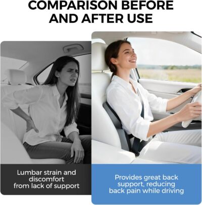 BEBAS Lumbar Support Pillow for Car, Ergonomic Memory Foam Back Cushion for Driving, Lower Back Support for Pain Relief, Lumbar Cushion for Car Seats, Office Chairs, Wheelchairs - Blackgray - Image 5