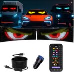 Multifunctional Bright 2PCS Devil Eyes for Cars Windshield - 19in x 5in [ Upgraded Chip Two Screens 100% Synchronized ] Programmable LED Eyes for Car - Flex LED Display - Sized Cars/SUVs/Trucks