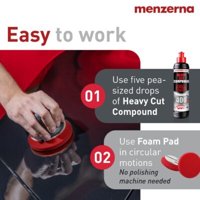 menzerna Scratch and Swirl Remover Kit I Car polishing Set with Menzerna Heavy Cut 400 (8oz) and 3,5 Inch Polishing Pad I Deep Scratch Repair Kit for All Types of Vehicles - Image 4