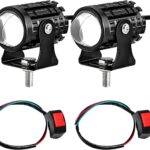 2PCS Motorcycle LED Driving Fog Lights, Super Bright White/Amber Motor Auxiliary LED Spotlights with 2 Switch, Waterproof Aux Motorcycle Headlight for Car Truck ATV Tractor (8-80v)