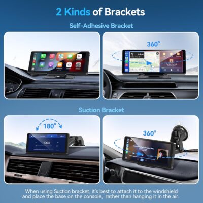 Portable Carplay Screen for Car, 10" Wireless Carplay & Android Auto, OTA Updates, Car Play Touchscreen with 1080P Backup Camera,GPS Navigation,Voice Control,5.0 Bluetooth (10inch) - Image 8