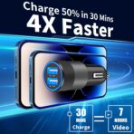 【MFi Certified】iPhone Car Charger Fast Charging, Rombica 4.8A Dual USB Smart Power Cigarette Lighter USB Car Charger with 2Pack Lightning Braided Cable for iPhone 14 13 12 11 Pro XS Mini XR X SE iPad - Image 3