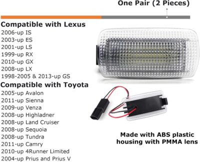 iJDMTOY Full LED Side Door Courtesy Light Assy Compatible With Lexus IS ES GS LS RX GX LX; Compatible With Toyota Avalon Sienna Venza Camry Prius 4Runner, Powered by 18-SMD Red LED - Image 2