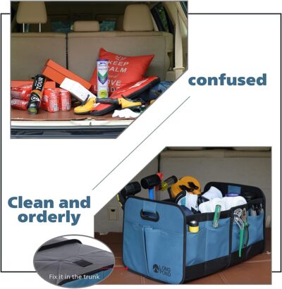 Long Pond Car Trunk Organizer, Storage for SUVs or Sedans, Foldable Cargo Containers with 9 Pockets and Reinforced Handles, with Non-Slip Bottom, Collapsible Storage for SUVs, Sedans, or Any Cars - Image 3