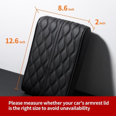 Car Center Console Heighten Cover, Leather Memory Foam Car Armrest Booster Pads, Leather Car Armrest Cover Protector, Suitable for Most Vehicles, SUVs, Trucks, Cars (Black) - Image 5