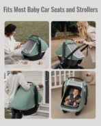 Blissful Diary Baby Car Seat Cover, Extra Large Mesh Window, Breathable Muslin Cotton, Infant Windproof Canopy, Must-Have Baby Gift - Roman Green - Image 6