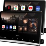 12.4" inch 4K Android 11 Car TV Headrest Monitors(Pair), Dual Linked Touch Screen Rear Seat Entertainment System, Support Phone Wireless Mirroring with WiFi/Bluetooth/HDMI/Video Player (4G+64G Pair)