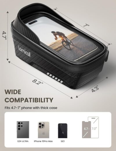 Lamicall 2 Pack Bike Frame Bag Waterproof - [1s Release] [2 in 1] Bike Phone Bag, Bike Phone Holder Mount, Bicycle Top Tube Bag, Cycling Pouch with Rain Cover, Bike Accessories for Phones Under 7" - Image 6