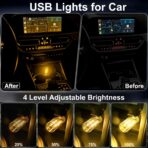 2 PCS USB Car Interior Lights, Plug-in Retro Car Atmosphere Lamps with Touch Adjustment, Portable Mini Nightlights, Universal Ambient Lighting Kits for Vehicle Interior Accessories (Yellow) - Image 3