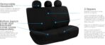 FH Group Universal Car Seat Covers Full Set for SUV Truck Sedan Vans | All-Purpose Cloth Seat Cover Set Airbag Compatible Washable Split Bench Protector Interior Upgrade - Black - Image 7