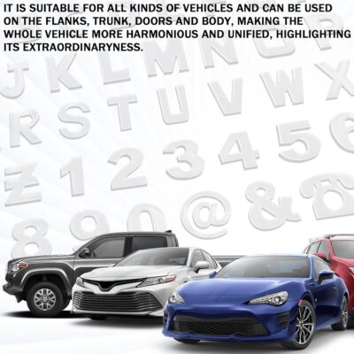 40PCS Custom Car Decal, 3D Chrome Letters Emblem, DIY Adhesive Number Symbol Badge, Vehicle Logo Stickers and Decals for Car Side Rear Trunk and Wall Decor Outdoor, Automotive Accessories - Image 6