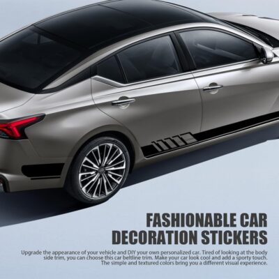 2 PCS Car Side Skirt Decals, 88.58" x 4.52" Long Stripes Stickers, PVC Auto Personalized Stickers, Waterproof Body Decoration, Universal for Most Cars, Trucks, SUVs (Black) - Image 5