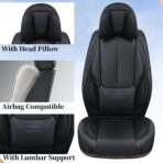 Coverado Car Seat Covers 5 Pieces, Full Set Universal Seat Covers for Cars, Waterproof Nappa Leather Auto Seat Protectors with Head Pillow, Car Interiors Fit for Most Sedans SUV Pick-up Truck, Black - Image 4