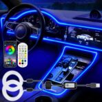 Interior Car LED Strip Lights, RGB USB Ambient Lighting with Fiber Optic, EL Wire Car Accessories (2 in 1)