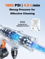 Cordless Pressure Washer, 1880 Max PSI 3.0 GPM Battery Powered Power Washer with Multi-Level Adjustment, 6-in-1 Nozzle & Foam Cannon, Portable Power Cleaner Kit with 32ft Hose for Car & Home - Image 4