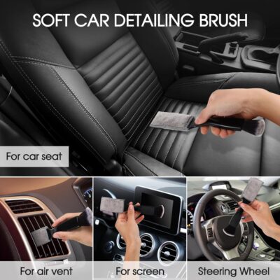 3 PCS Car Interior Detail Dust Brush,Soft Car Interior Detailing Kit Tools,Dash Duster Brush for Auto,Truck,SUV,RV Interior Cleaning - Image 4