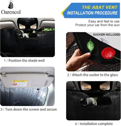 Cherry Car Windshield Sun Shade Watercolor Fruit Foldable UV Ray Sun Visor Protector Sunshade to Keep Your Vehicle Cool (51" x 27") - Image 3