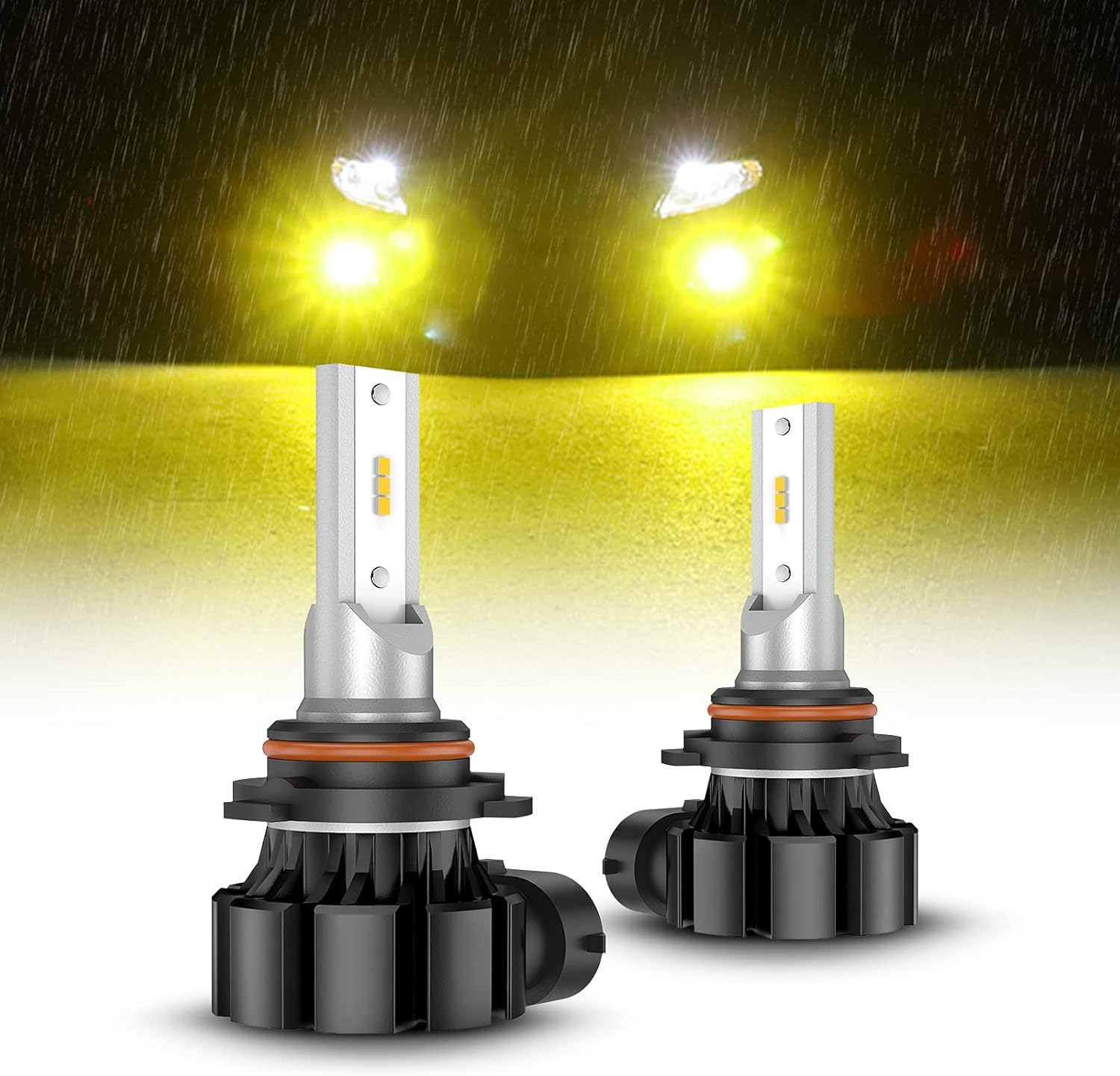 71Hye-TgshS._AC_SL1500_.jpg SEALIGHT 9006 LED Fog Light Bulbs Yellow, 600% Brightness 9006 HB4 LED Fog Light, 3000K Amber Strong Penetration 9006 Fog Light Led Bulb Yellow Replacement for Cars,Trucks(Pack of 2) - Image 1
