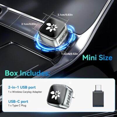 2026 Upgraded Wireless CarPlay Adapter, 2-in-1 Mini CarPlay Adapter for iPhone & Android, 3 Second Auto Stable Connection with Zero Latency, Plug & Play for 2016+ Cars with USB-A/USB-C Ports - Image 7