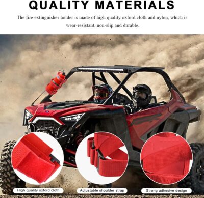 Fire Extinguisher Holder, Adjustable Extinguisher Fixed Belt with American Flag Pattern, Roll Bar Fire Extinguisher Mount Strap Bracket for Wrangler JK JKU TJ CJ Gladiator (Red) - Image 3